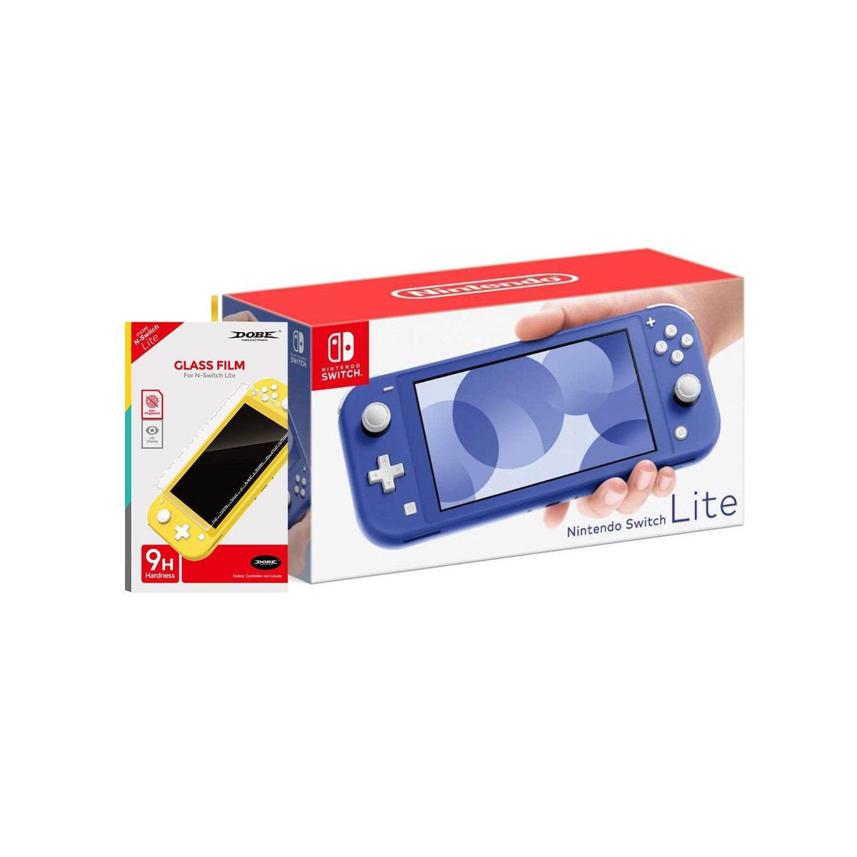 Nintendo Switch Lite Console Blue + Dobe Glass Film 9H (TNS-19118) Bundle