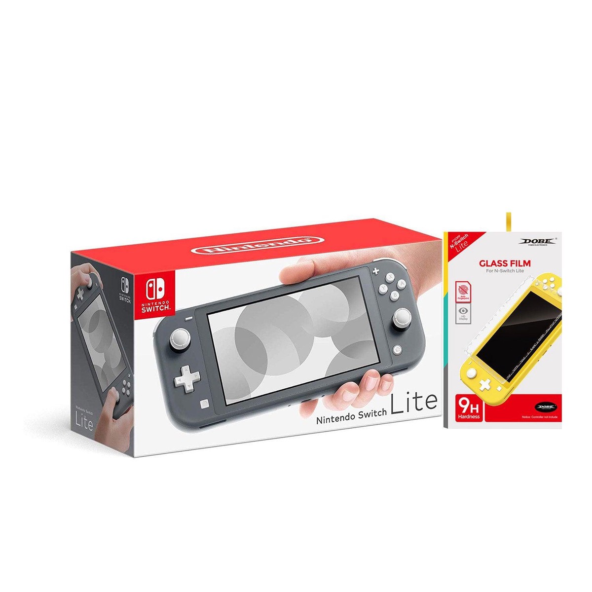 Nintendo Switch Lite Console Gray + Dobe Glass Film 9H (TNS-19118) Bundle