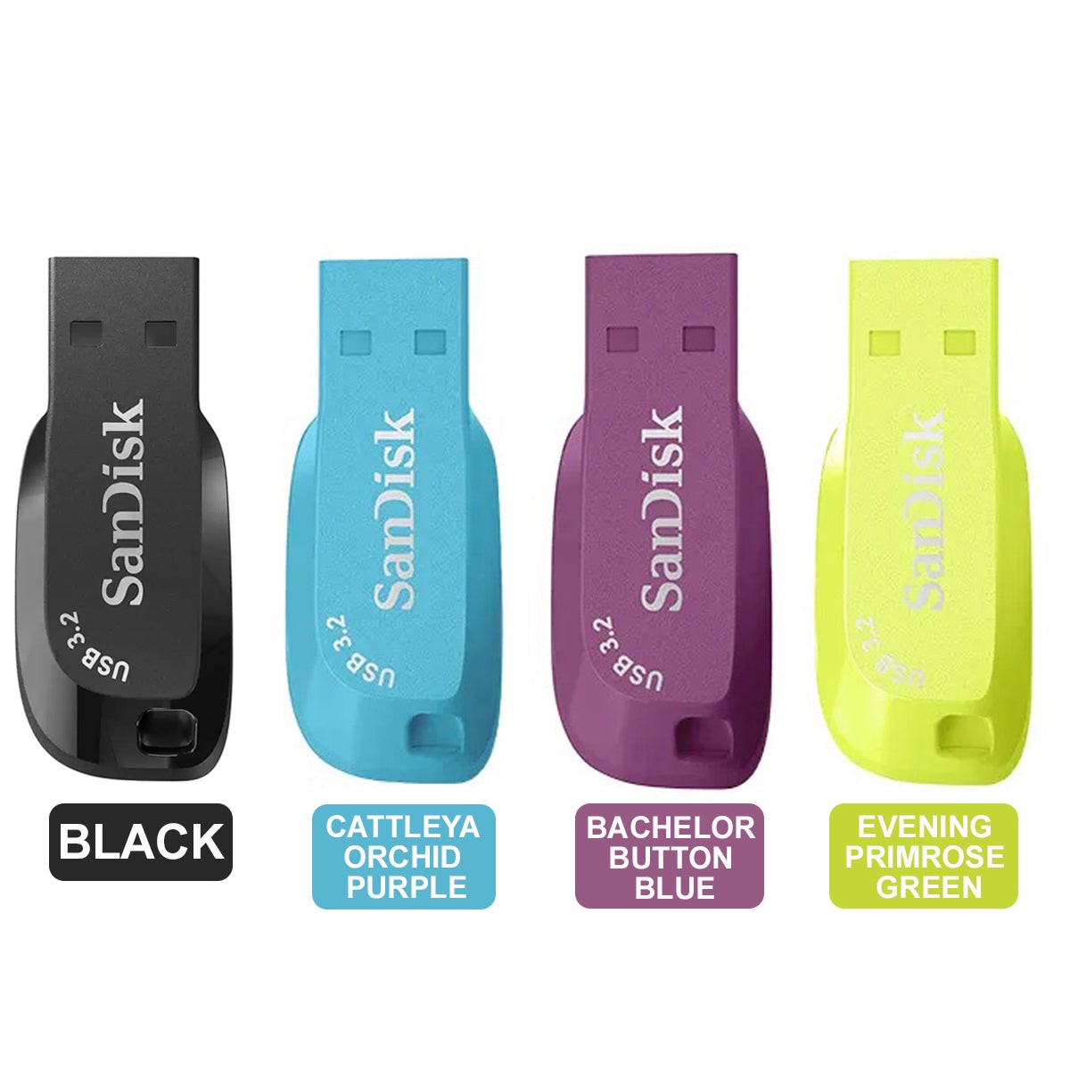 Sandisk Ultra Shift 64GB USB 3.2 Gen 1 Flash Drive (Black, Cattleya Orchid Purple, Bachelor Button Blue, Evening Primrose Green)